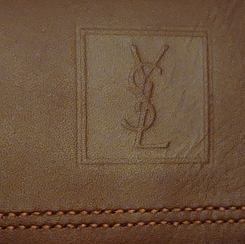 SAINT LAURENT key case YSL logo Bordeaux leather/ Pristine - Picture 2 of 7